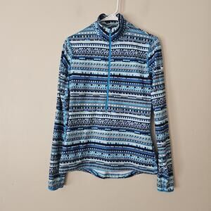 Nike Pro Dri-FIT Womens Medium Half Zip Pullover Geometric Pixel Blue